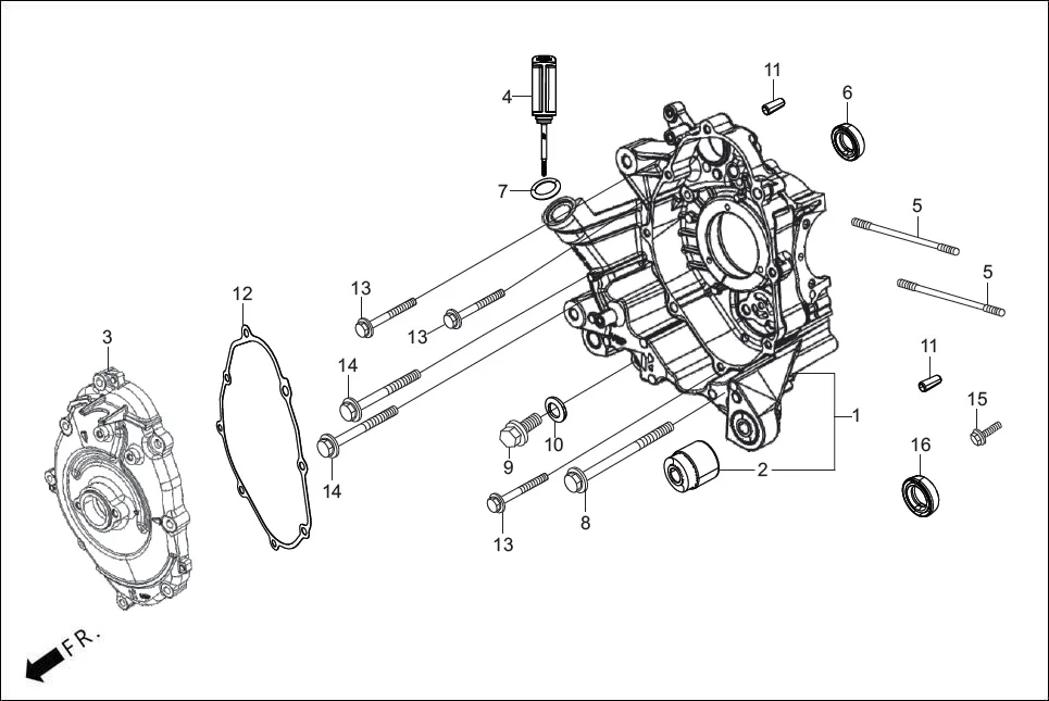 E-7 CRANK CASE &amp; COVER (RIGHT CRANK CASE)