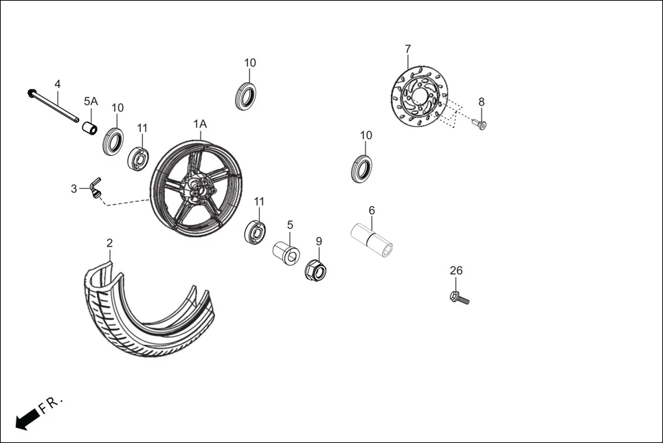 F-10-ZX FRONT WHEEL/FRONT BREAK diagram showing 45251-ABG-010