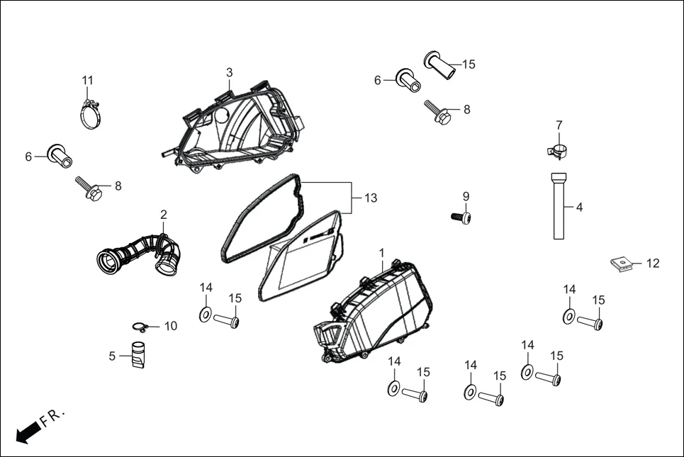 F-15 AIR CLEANER assembly diagram for Hero DESTINI 110 BS6 OBD2 PHB(Sept.,2025)
