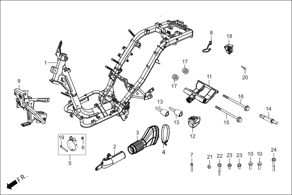 F-23-VX FRAME BODY diagram showing 90685-AAW-D00