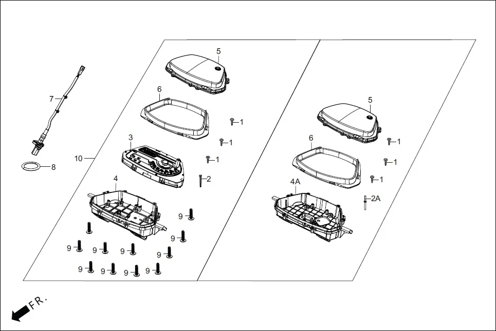 F-2 HANDLE COVER (SPEEDOMETER ASSY) diagram showing 37700-AAW-D01