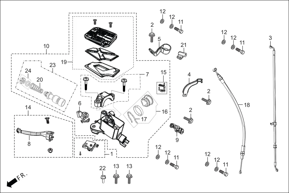 F-3A-ZX FRONT BRAKE (MASTER CLY.) diagram showing ABSRC3D000000G