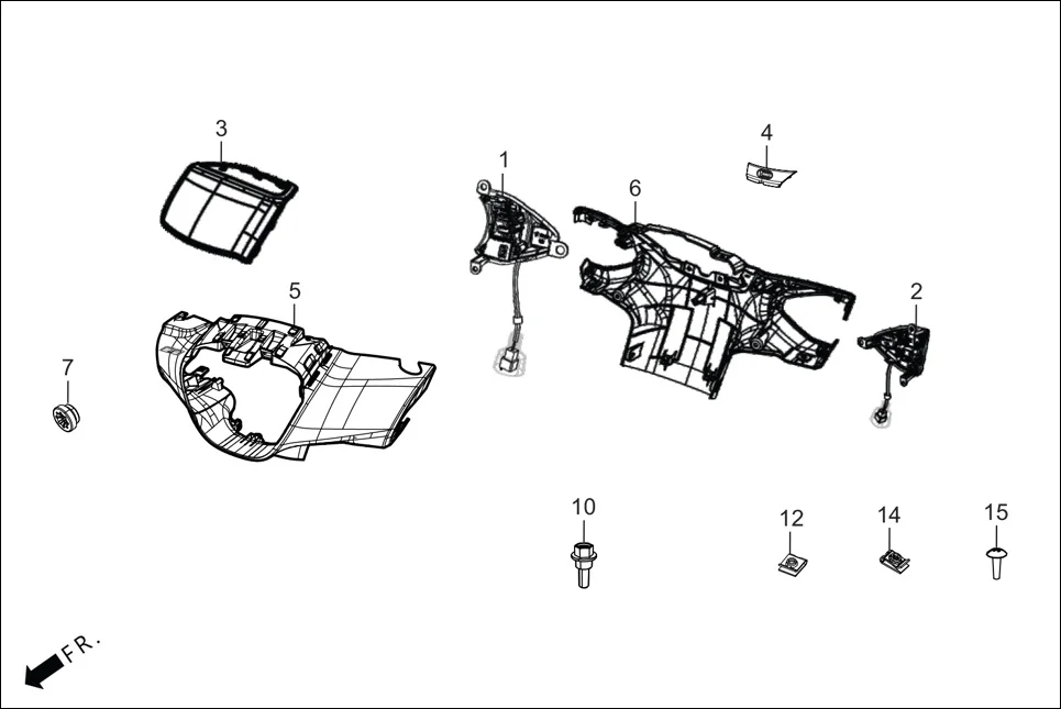 F-4A-VX HANDLE COVER diagram showing 53205-ABS-400L
