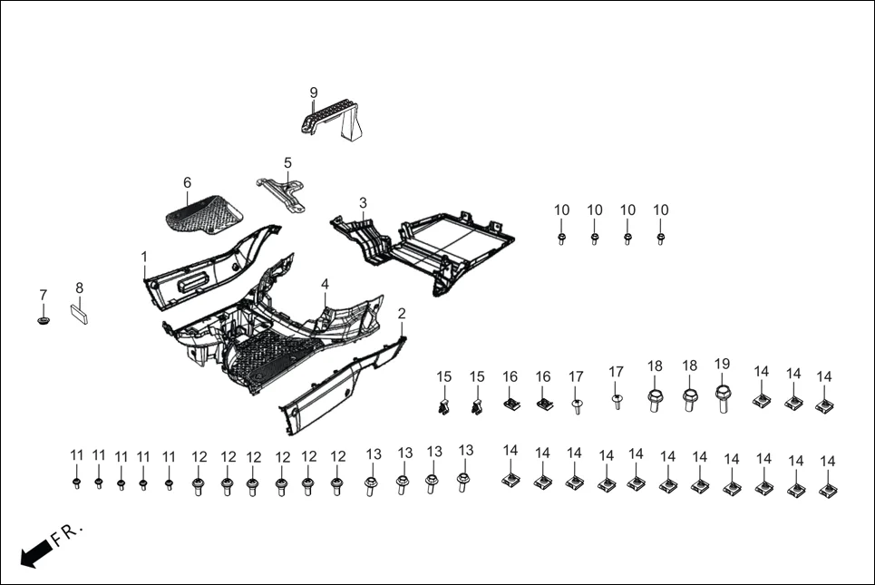 F-7-ZX FLOOR PANEL ASSY. diagram showing ABSEB4E0020CLG