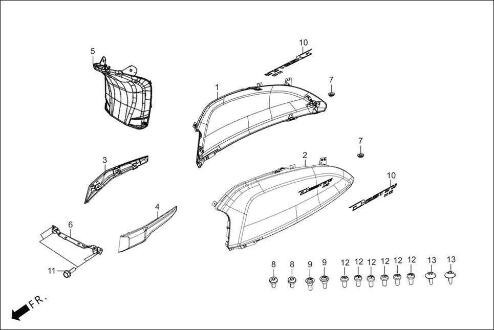 F-8-VX BODY COVER diagram showing A1AMS6A0010BGG