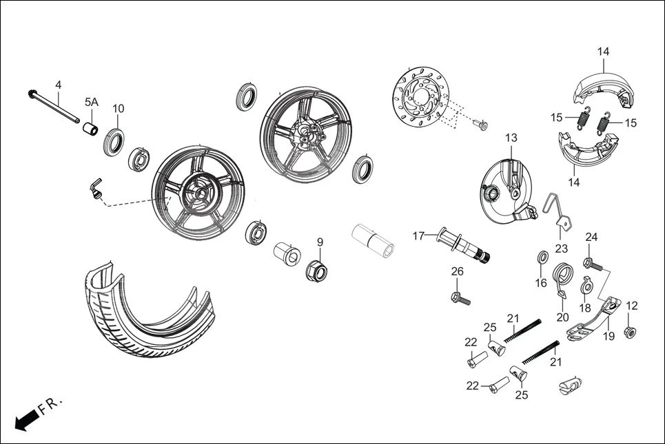 F-10_LX FRONT WHEEL/FRONT BREAK diagram showing 90306-KTE-911