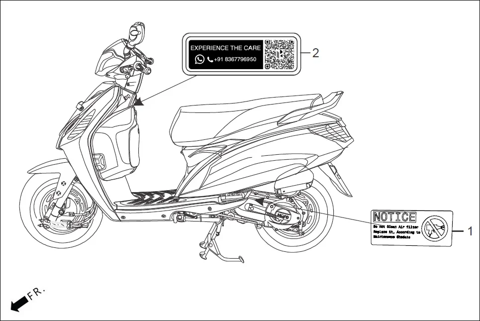 F-25_LX/VX CAUTION LABEL diagram showing 87509-AAP-000