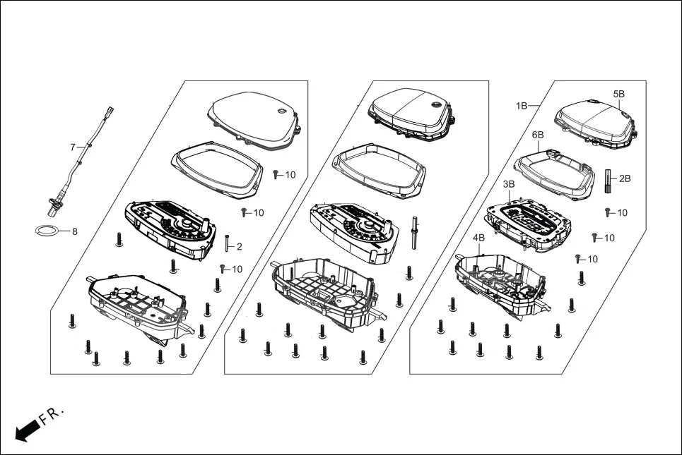 F-2_ZX HANDLE COVER(SPEEDOMETERASSY.) assembly diagram for Hero DESTINI 125(Dec.,2024)