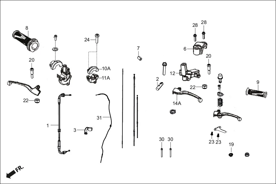 F-3_ZX HNDL.&amp; HNDL.COVER assembly diagram for Hero DESTINI 125(Dec.,2024)