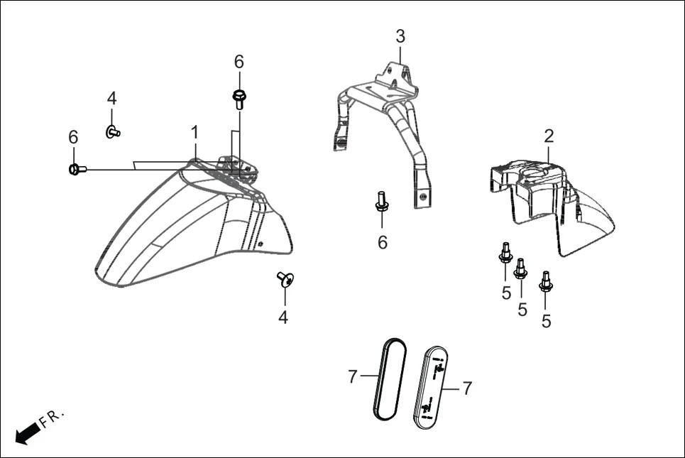 F-5 FRONT FENDER assembly diagram for Hero DESTINI 125(Dec.,2024)