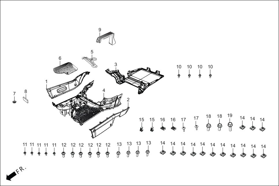 F-7 FLOOR PANEL ASSY. assembly diagram for Hero DESTINI 125(Dec.,2024)