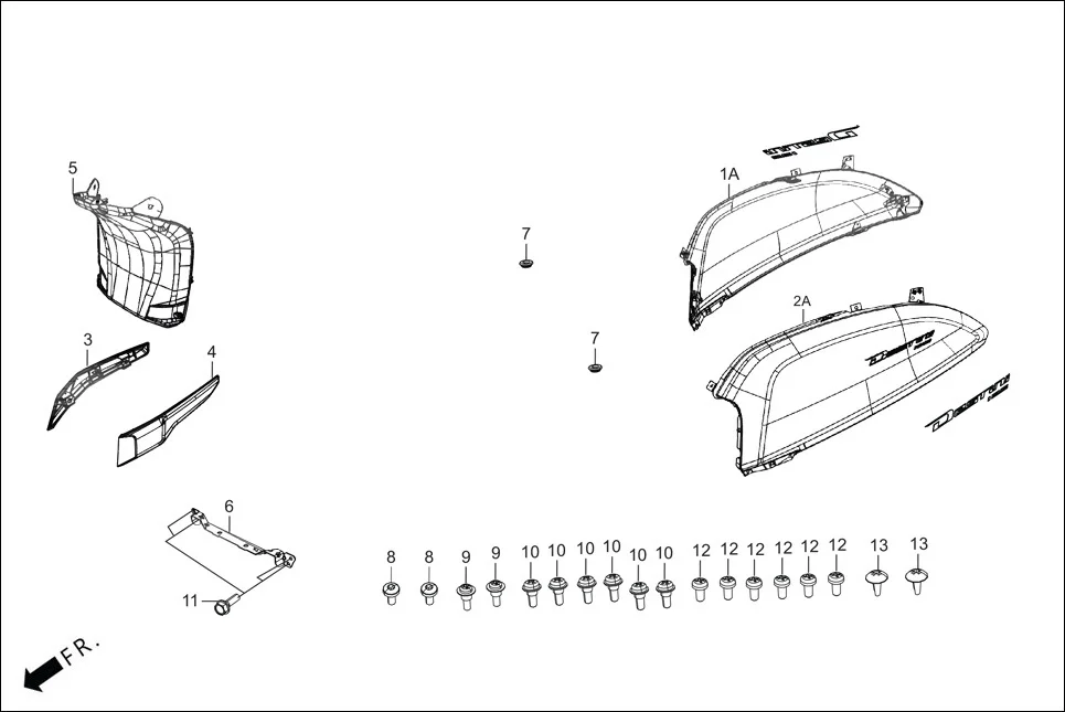 F-8_ZX BODY COVER diagram showing ABSES6A0050BJG