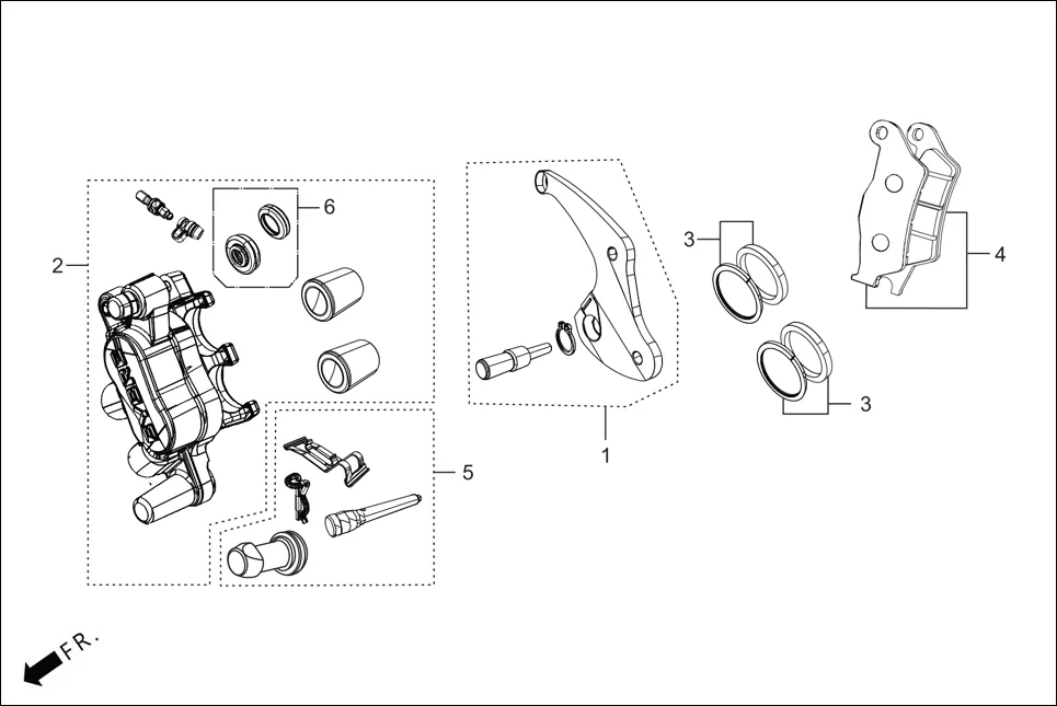 F-10A_ZX CALIPER ASSY. assembly diagram for Hero DESTINI 125 BS6 OBD2(Apr., 2025)