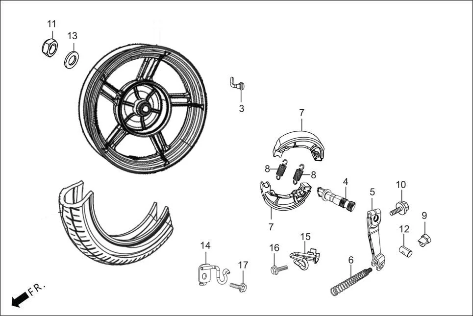 F-11_LX REAR WHEEL assembly diagram for Hero DESTINI 125 BS6 OBD2(Apr., 2025)