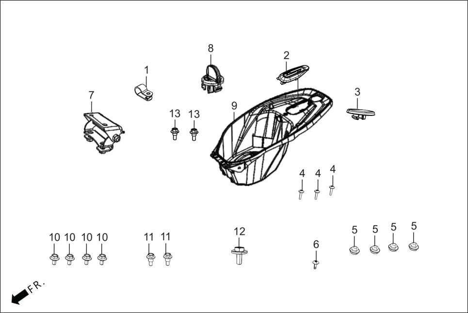 F-12A REAR TRUNK/ REAR BAG assembly diagram for Hero DESTINI 125 BS6 OBD2(Apr., 2025)