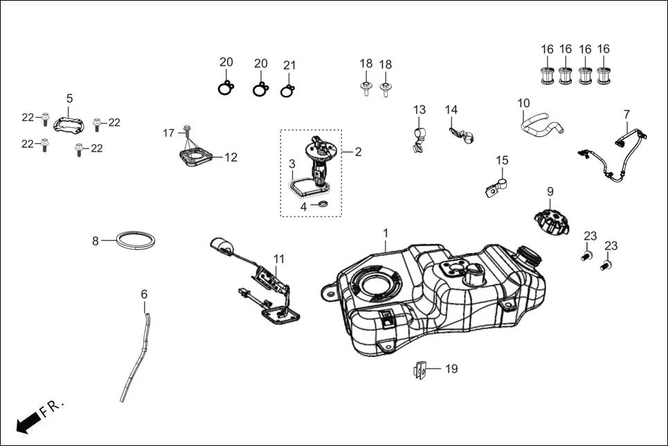 F-13 FUEL TANK assembly diagram for Hero DESTINI 125 BS6 OBD2(Apr., 2025)