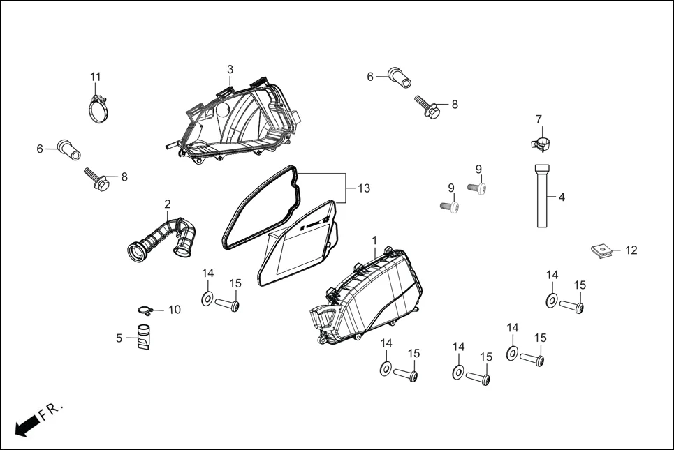 F-15 AIR CLEANER assembly diagram for Hero DESTINI 125 BS6 OBD2(Apr., 2025)