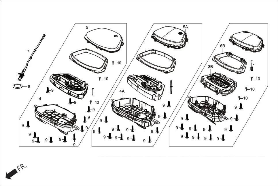 F-2-LX HANDLE COVER(SPEEDOMETER ASSY.) assembly diagram for Hero DESTINI 125 BS6 OBD2(Apr., 2025)