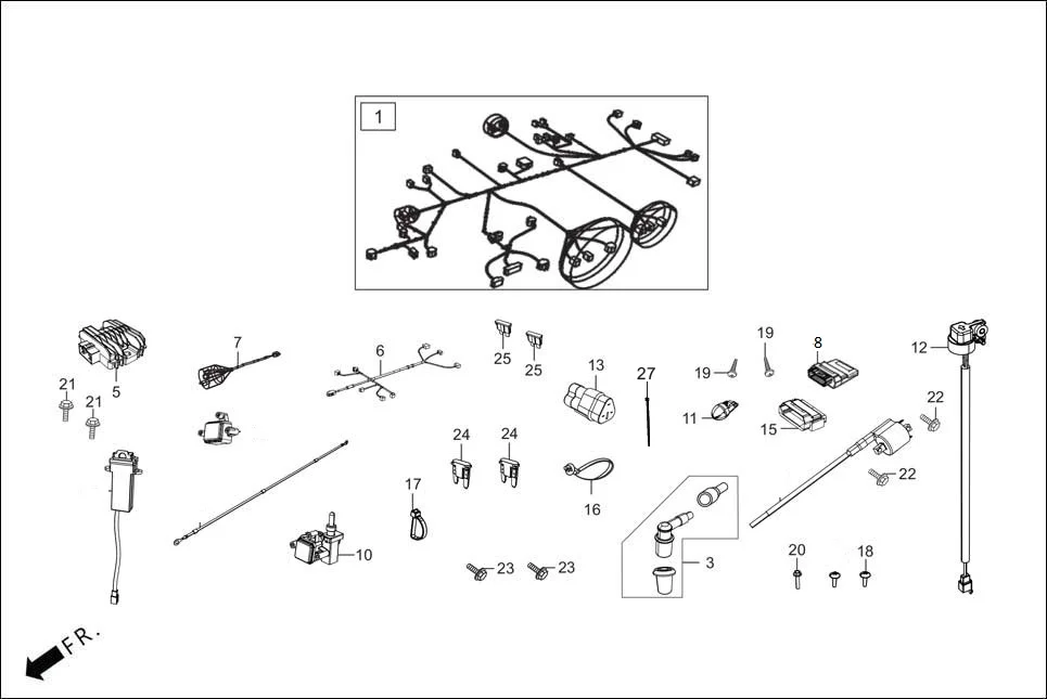 F-22_ZX ELECTRICALS(WIRE HARNESS) assembly diagram for Hero DESTINI 125 BS6 OBD2(Apr., 2025)