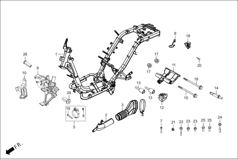 F-23_ZX FRAME BODY diagram showing 90008-AAW-D00