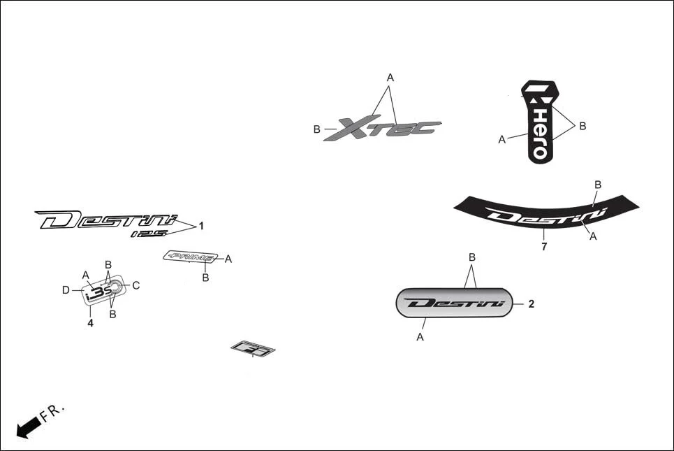 F-26_VX MARK/STRIPE assembly diagram for Hero DESTINI 125 BS6 OBD2(Apr., 2025)