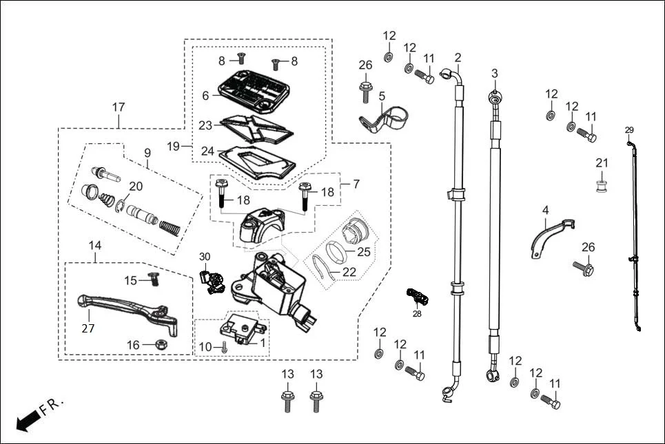 F-3A_ZX FRONT BRAKE (MASTER CLY.) assembly diagram for Hero DESTINI 125 BS6 OBD2(Apr., 2025)
