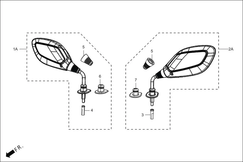 F-3B_ZX MIRROR ASSY. assembly diagram for Hero DESTINI 125 BS6 OBD2(Apr., 2025)