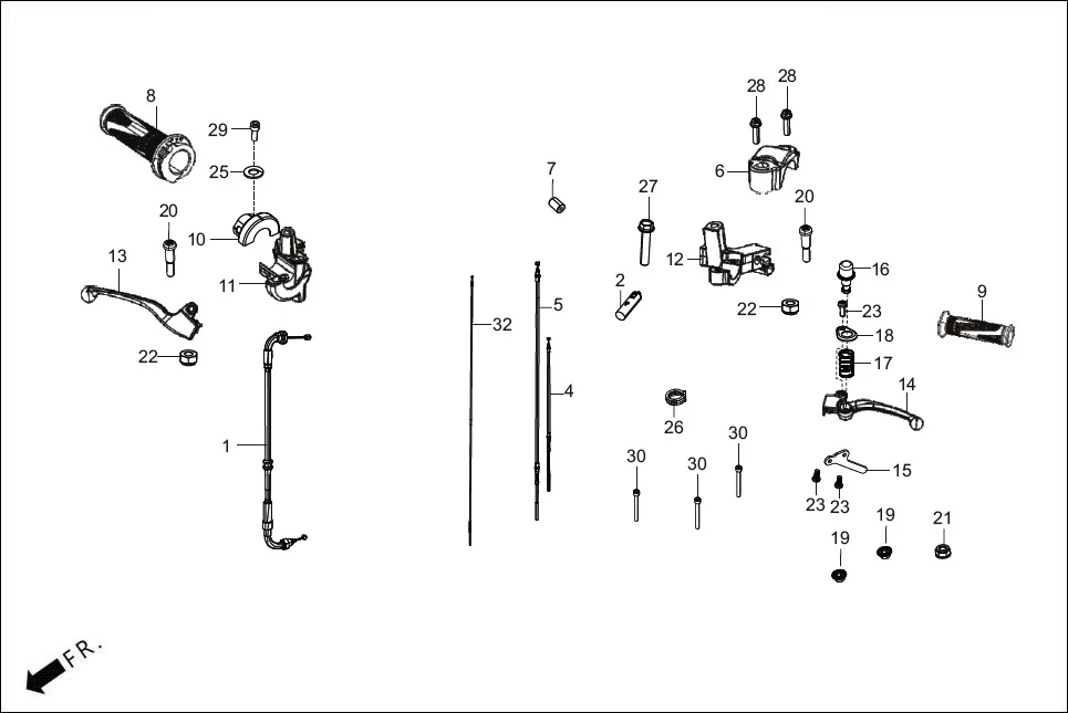 F-3_LX/VX HNDL.&amp; HNDL.COVER diagram showing 17910-ABV-000