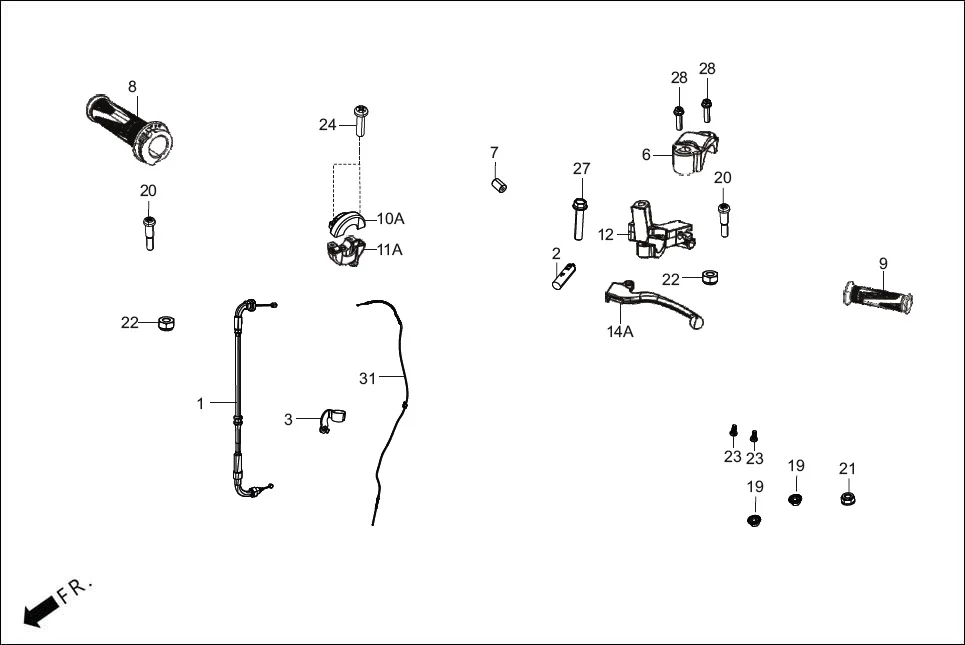F-3_ZX HNDL.&amp; HNDL.COVER assembly diagram for Hero DESTINI 125 BS6 OBD2(Apr., 2025)