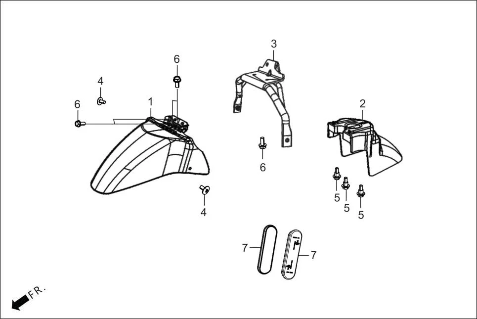 F-5 FRONT FENDER diagram showing 90112-KRP-900