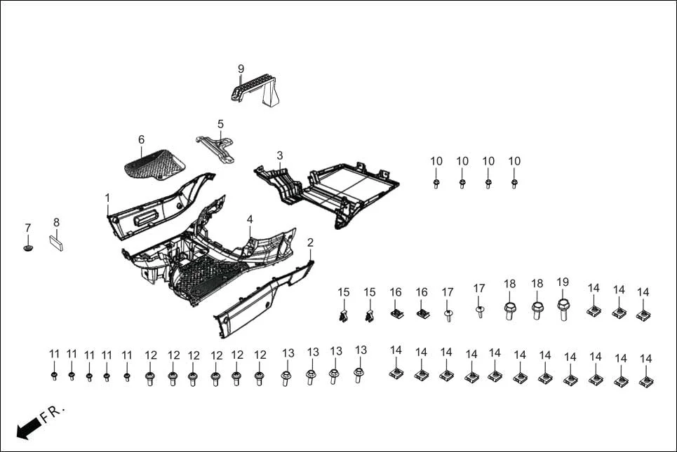 F-7 FLOOR PANEL ASSY. diagram showing 90101-AAG-300