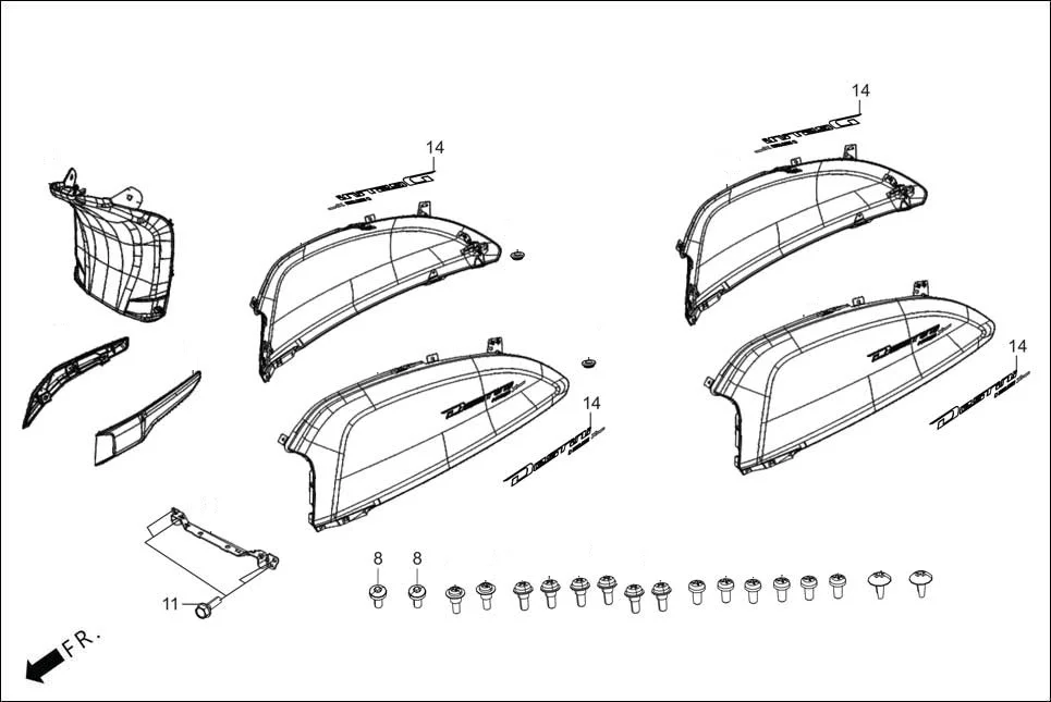 F-8_LX BODY COVER assembly diagram for Hero DESTINI 125 BS6 OBD2(Apr., 2025)