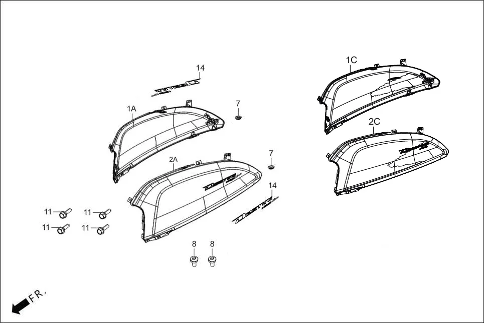 F-8_ZX BODY COVER assembly diagram for Hero DESTINI 125 BS6 OBD2(Apr., 2025)