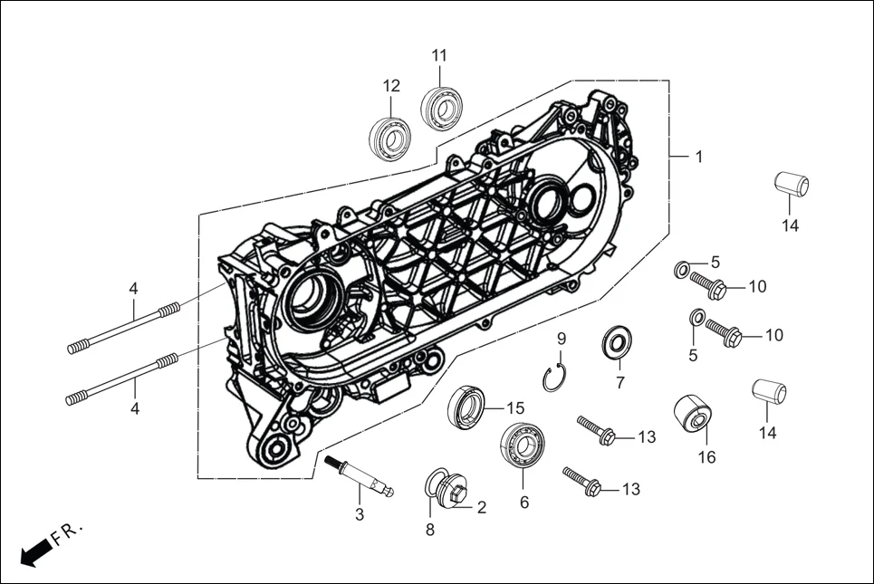E-7B CRANK CASE &amp; COVER (LEFT CRANK CASE)