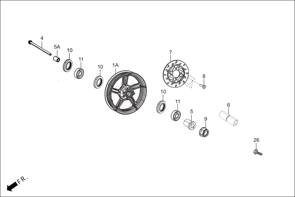 F-10-ZX/ZX+ FRONT WHEEL/FRONT BREAK diagram showing 44620-AAW-000
