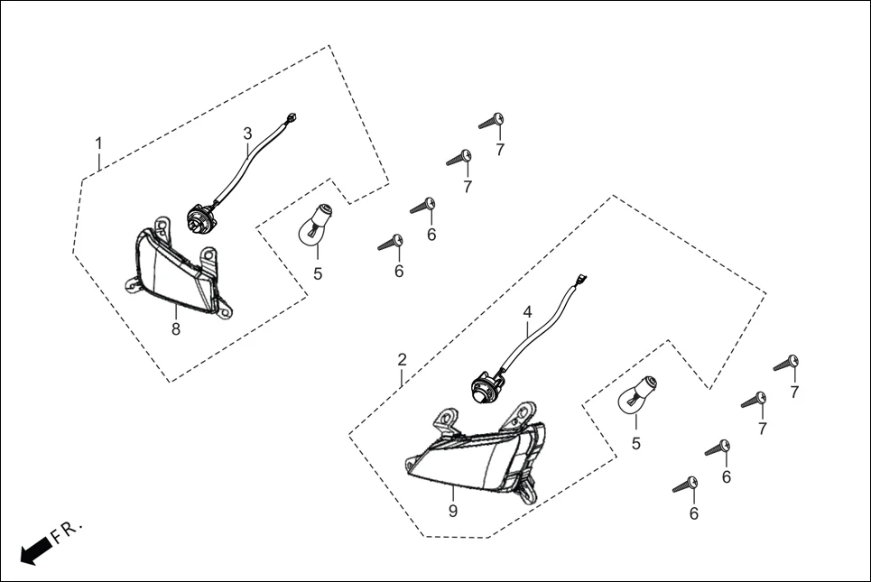 F-19 FR WINKER / FR/REF assembly diagram for Hero DESTINI 125 BS6 OBD2 PHB CBS (Sept.,2025)