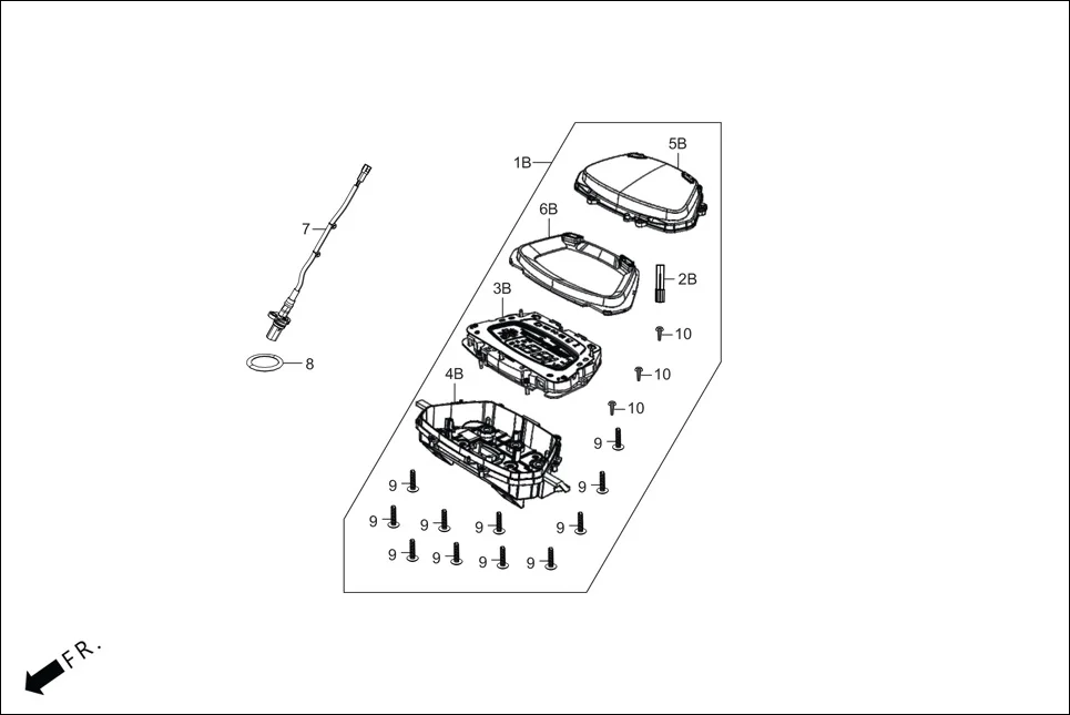 F-2-ZX/ZX+ HANDLE COVER(SPEEDOMETER ASSY.) diagram showing 37302-ABS-421
