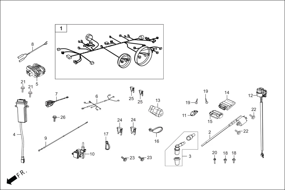 F-22-VX ELECTRICALS (WIRE HARNESS) assembly diagram for Hero DESTINI 125 BS6 OBD2 PHB CBS (Sept.,2025)