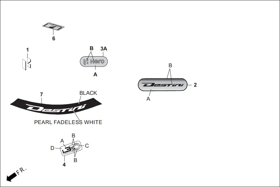 F-26-VX MARK/STRIPE assembly diagram for Hero DESTINI 125 BS6 OBD2 PHB CBS (Sept.,2025)