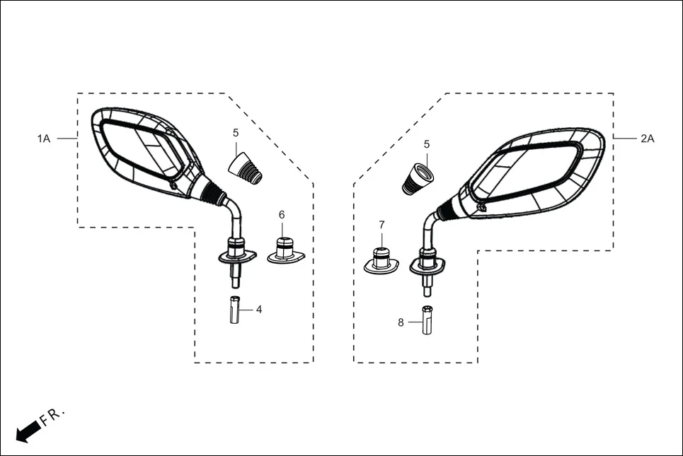 F-3B-ZX/ZX+ MIRROR ASSY. diagram showing 88110-ABS-421A
