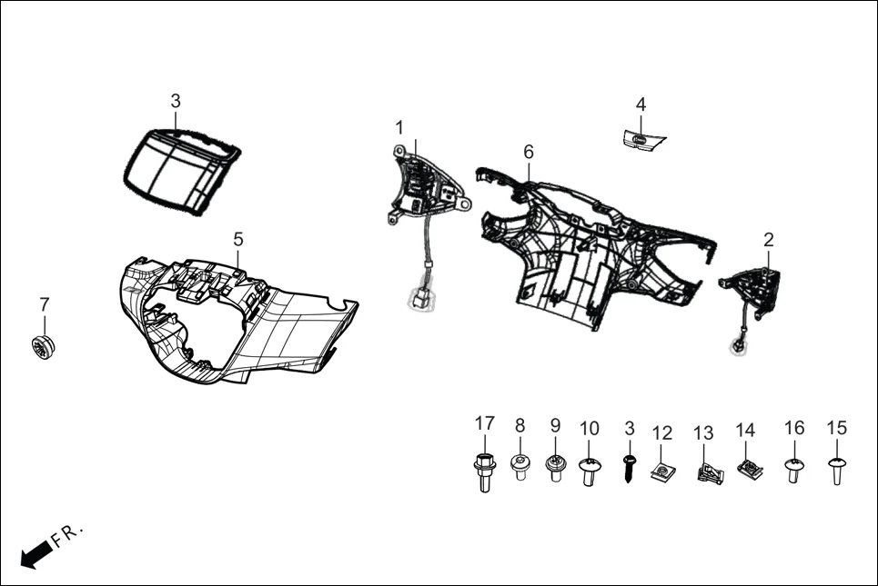 F-4A-VX HANDLE COVER diagram showing 90101-GE0-000