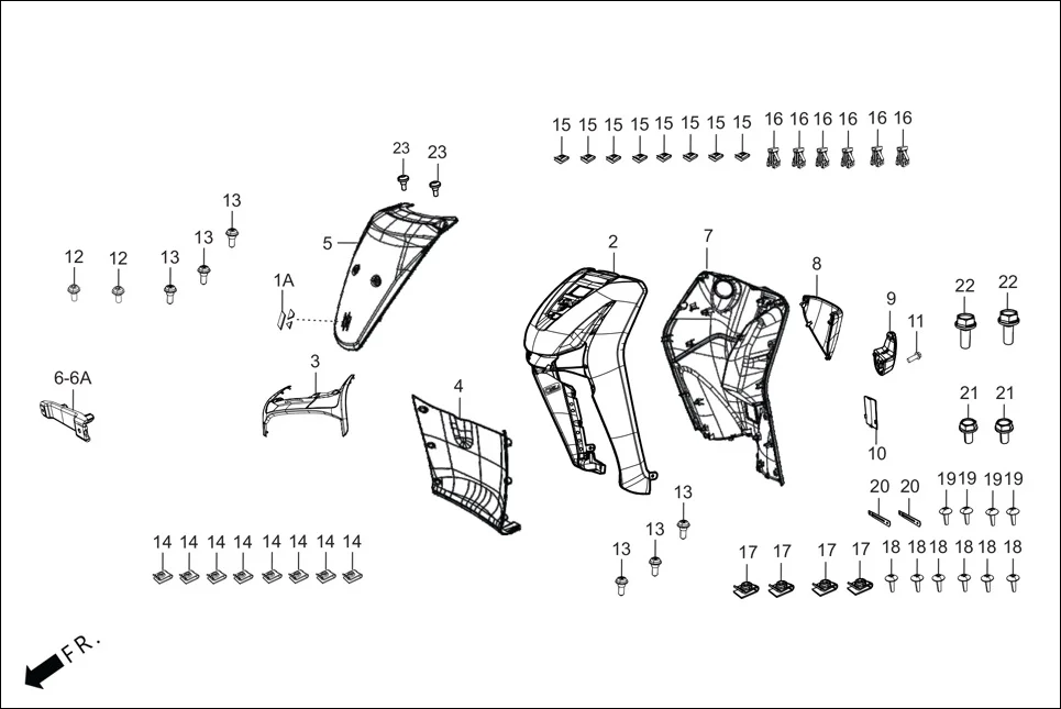 F-6-VX FRONT COVER (FR. &amp; INNER COVER) diagram showing ABSES6A0030AZG