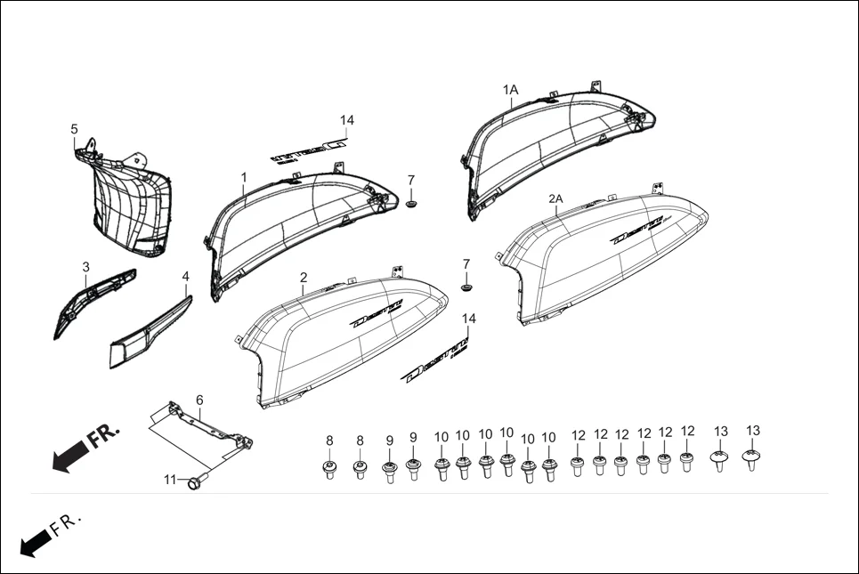 F-8-ZX/ZX+ BODY COVER diagram showing ABSES6A0040BJG