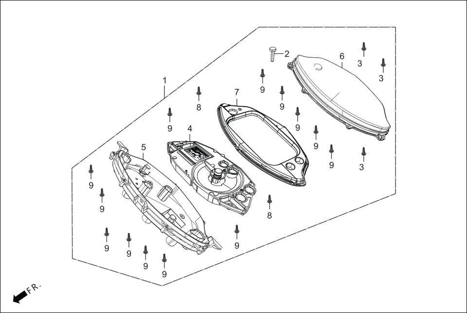 F-2 HANDLE COVER (SPEEDOMETER ASSY.) diagram showing 93903-35380