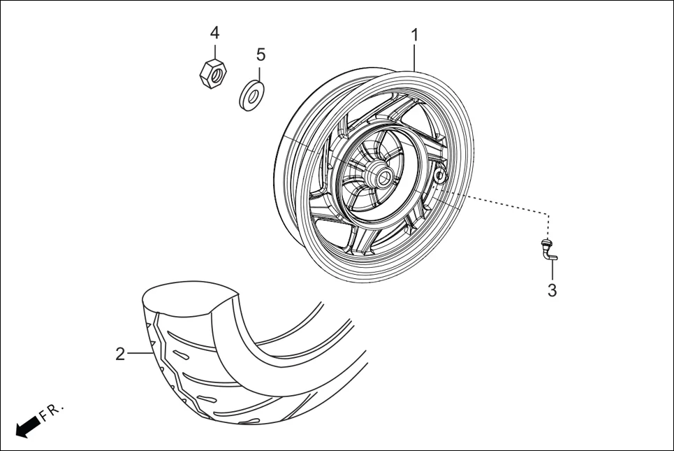 F-11 REAR WHEEL(VX) diagram showing 42601-AAL-211