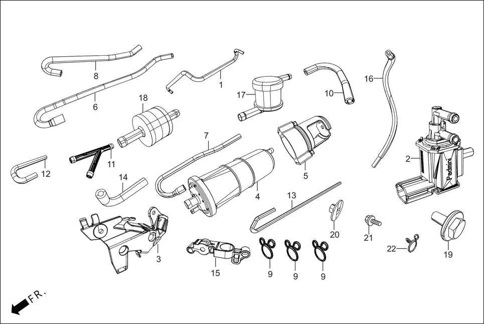 F-13B CANISTER ASSY. diagram showing 17699-ABS-200