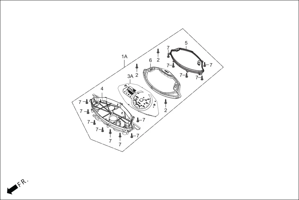 F-2-LX HANDLE COVER (SPEEDOMETER ASSY.) diagram showing 93903-35380