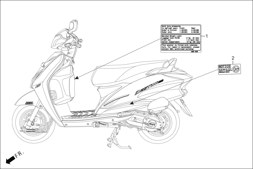 F-25 CAUTION LABEL diagram showing 87509-AAP-000