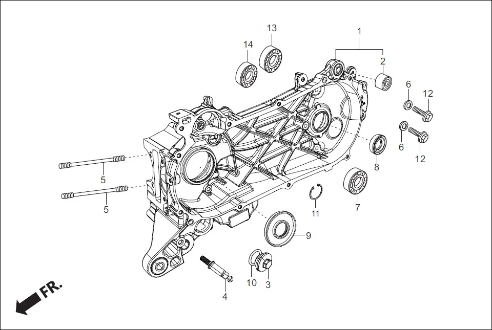 E-7B CRANK CASE &amp; COVER (LEFT CRANK CASE)