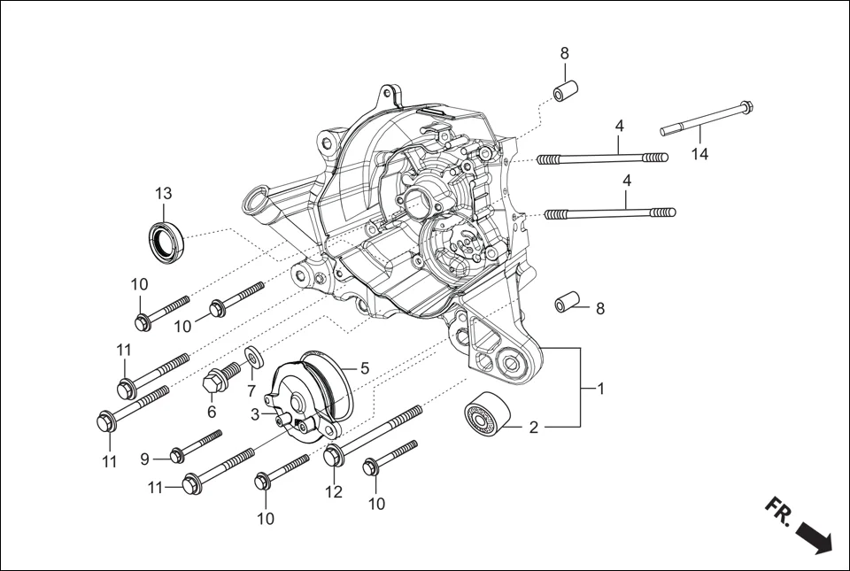 E-7 CRANK CASE &amp; COVER (RIGHT CRANK CASE)